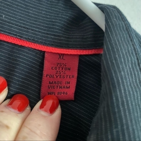 Alfani • Slim Fit Stretch Black Pinstripe Button Down Shirt - Picture 5 of 5